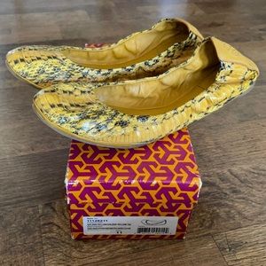 Tory Burch Eddie Snakeskin Flats